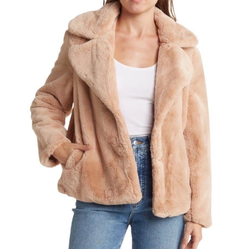 New Nine West Reversible Faux Fur Teddy Jacket
